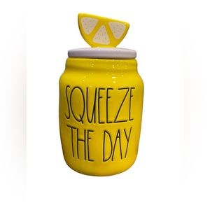 RAE DUNN “Squeeze The Day” Lemon Canister w/Lid - RARE!! 🍋
